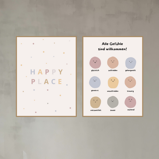 Poster Set für Kids - Happy Place & Alle Gefühle sind willkommen